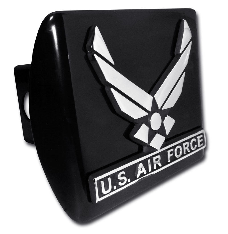Air Force (Wings) ALL METAL Black Hitch Cover