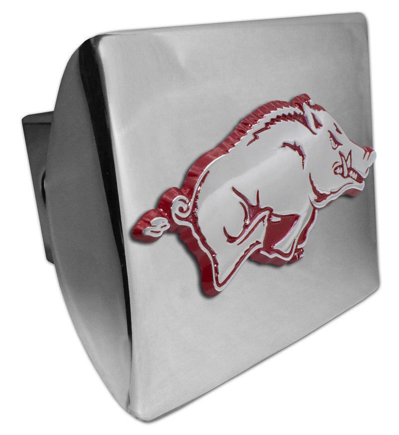 University of Arkansas Red Running Hog Chrome Metal Hitch Cover
