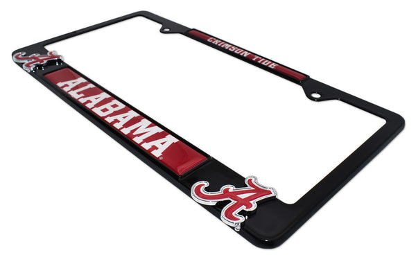 Alabama Crimson Tide Black Metal 3D License Plate Frame