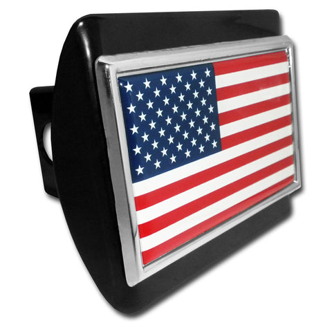 American Flag ALL METAL Black Hitch Cover