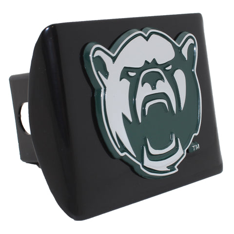 Baylor University Bear Emblem with Green Outlining Black Metal Hitch Cover