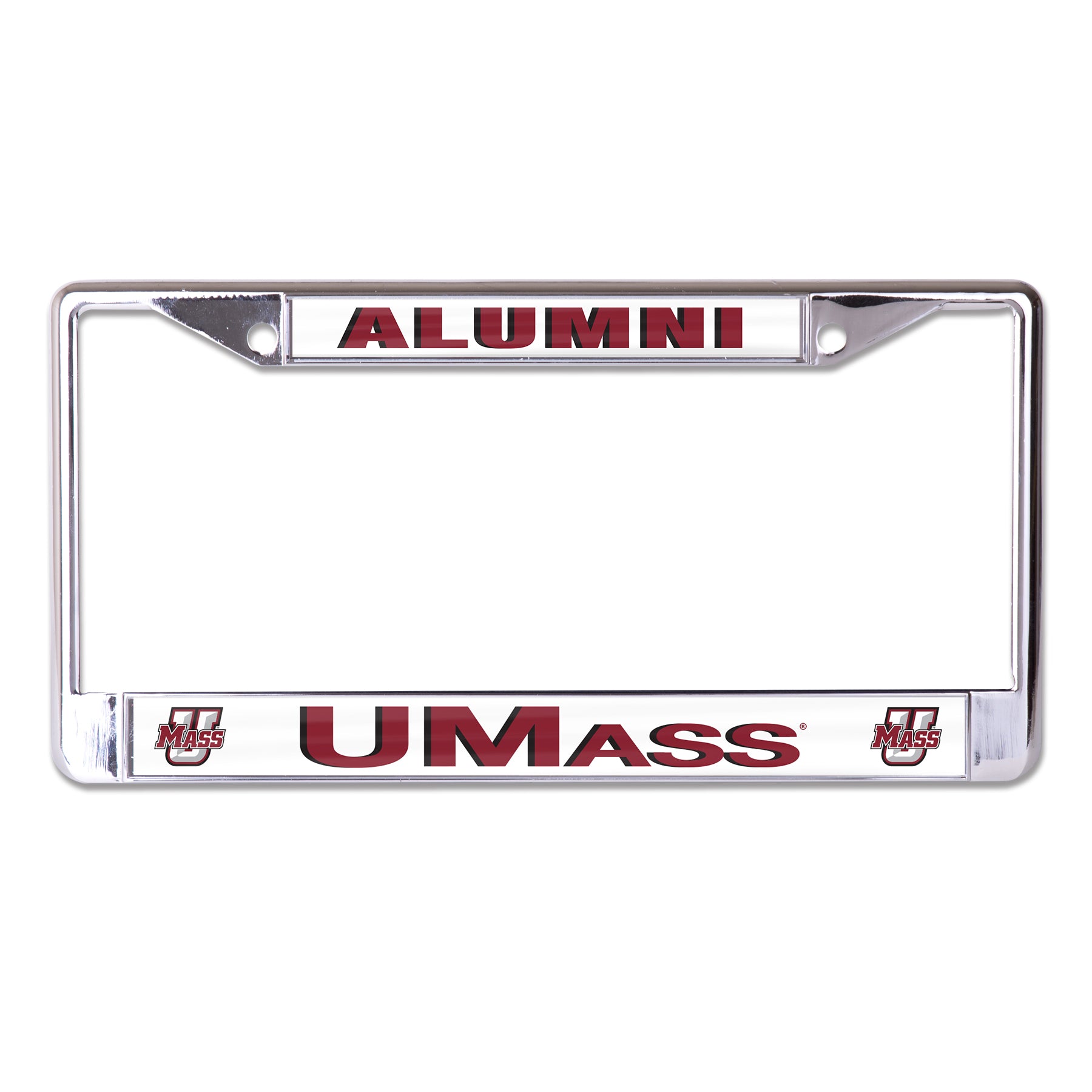 University of Massachusetts Amherst Alumni On White Chrome License Plate Frame