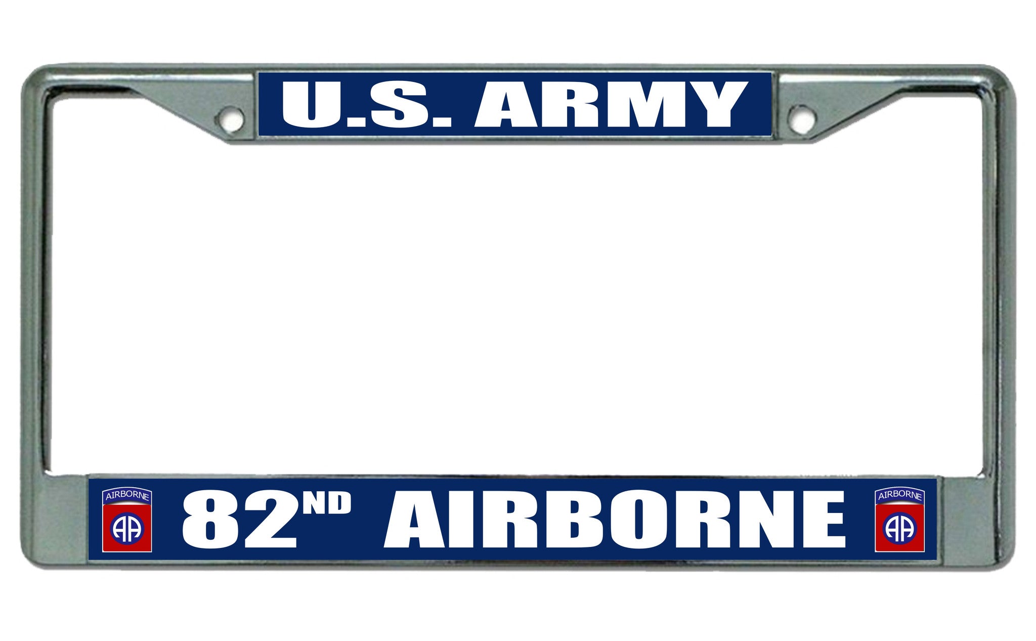 US Army 82nd Airborne Chrome License Plate Frame