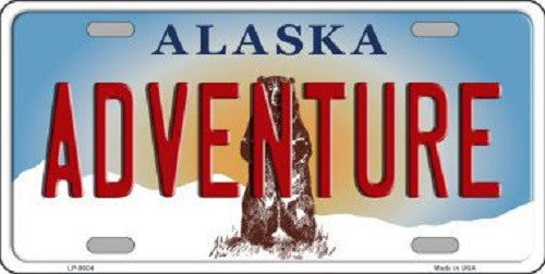 Adventure Alaska State Background Novelty Metal License Plate