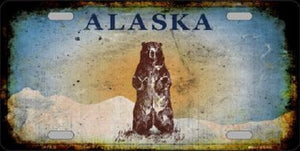 Alaska Bear Rusty Background Metal Novelty License Plate