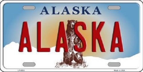 Alaska State Background Novelty Metal License Plate