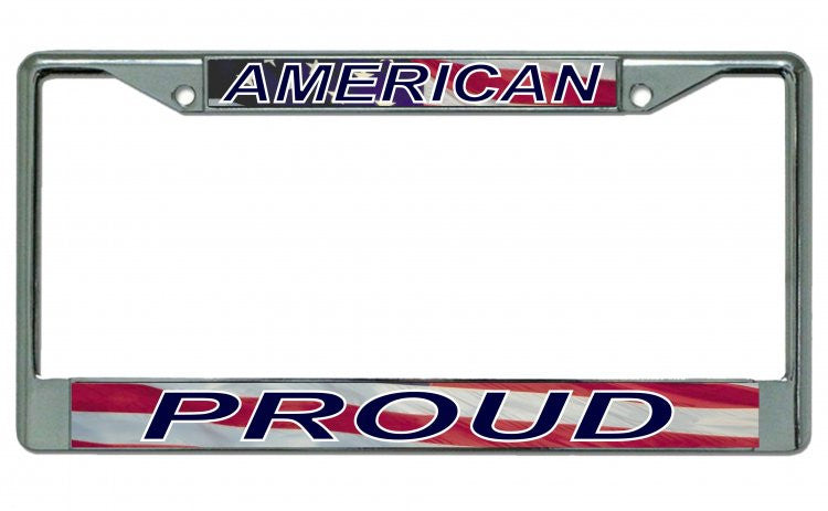 American Proud Chrome License Plate Frame