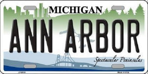 Ann Arbor Michigan Metal Novelty License Plate