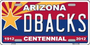Arizona Centennial Dbacks Metal Novelty License Plate