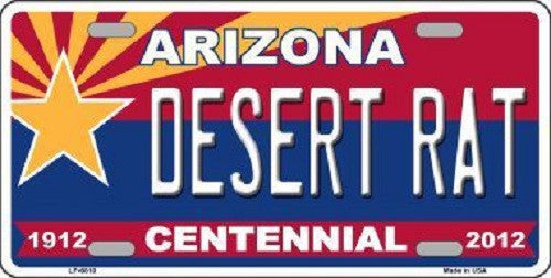 Arizona Centennial Desert Rat Novelty Metal License Plate