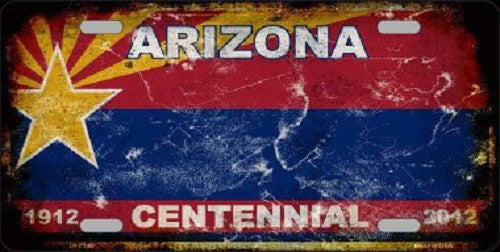 Arizona Centennial State Background Rusty Novelty Metal License Plate