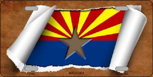 Arizona Flag Scroll Novelty Metal License Plate