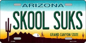 Arizona Skool Suks Novelty Metal License Plate