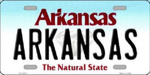 Arkansas Background Novelty Metal License Plate