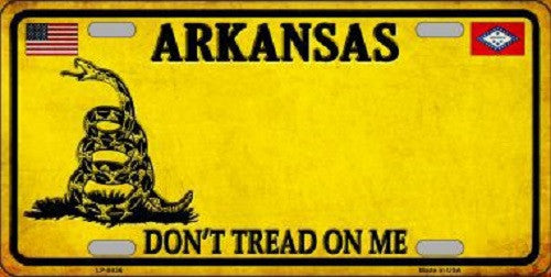 Arkansas Don't Tread On Me Novelty Metal License Plate