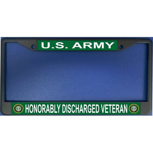 U.S. Army Honorably Discharged Veteran Black License Plate Frame