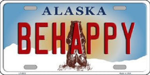 Be Happy Alaska State Background Novelty Metal License Plate