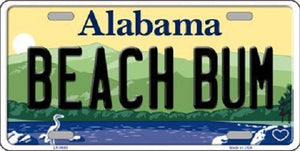 Beach Bum Alabama Background Novelty Metal License Plate