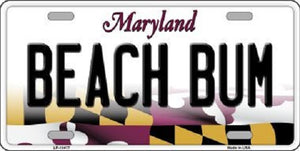Beach Bum Maryland Metal Novelty License Plate