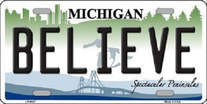 Believe Michigan Metal Novelty License Plate