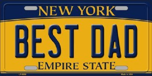 Best Dad New York Background Novelty Metal License Plate