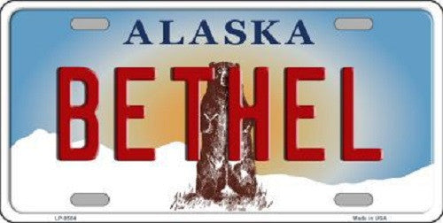 Bethel Alaska State Background Novelty Metal License Plate
