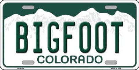 Bigfoot Colorado Background Novelty Metal License Plate