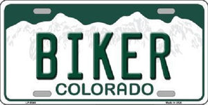 Biker Colorado Background Novelty Metal License Plate