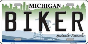 Biker Michigan Metal Novelty License Plate
