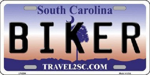 Biker South Carolina Novelty Metal License Plate