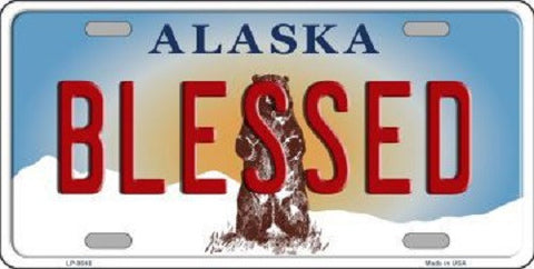 Blessed Alaska State Background Novelty Metal License Plate