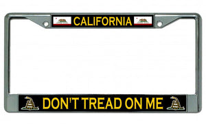 California Don't Tread 2nd Amendment Chrome License Plate Frame