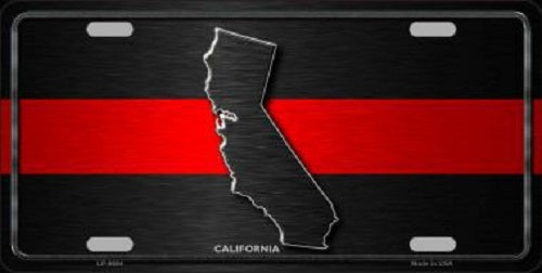California Thin Red Line Novelty Metal License Plate