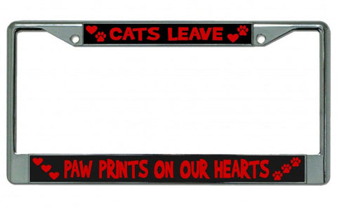Cats Leave Paw Prints Chrome License Plate Frame