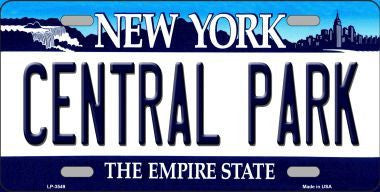 Central Park New York Novelty Metal License Plate