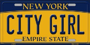 City Girl New York Background Novelty Metal License Plate