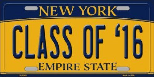 Class of '16 New York Background Novelty Metal License Plate