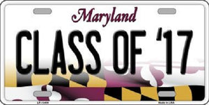 Class of '17 Maryland Metal Novelty License Plate