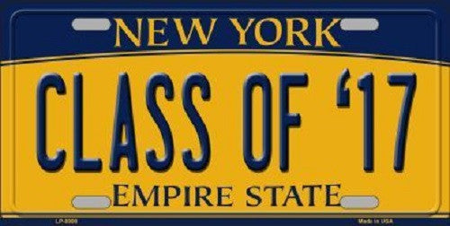 Class of '17 New York Background Novelty Metal License Plate