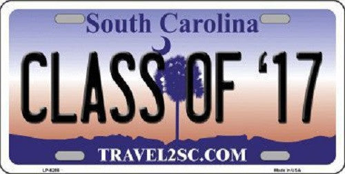 Class of '17 South Carolina Novelty Metal License Plate