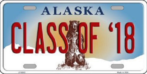 Class of 18 Alaska State Background Novelty Metal License Plate