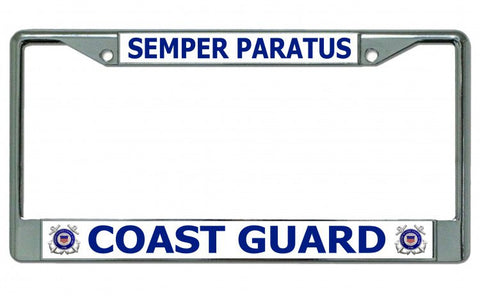 Coast Guard Semper Paratus Chrome License Plate Frame