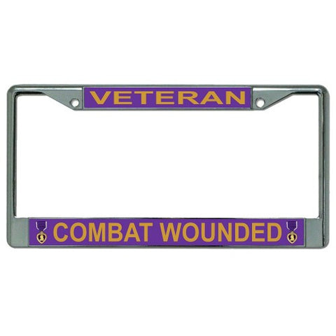 Combat Wounded Veteran Chrome License Plate Frame
