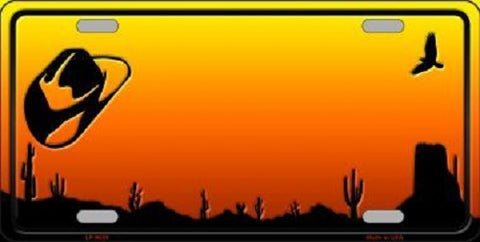 Cowboy Hat Arizona Blank Scenic Novelty Metal License Plate