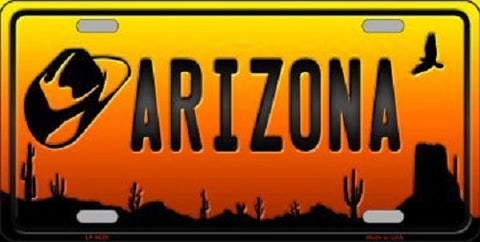 Cowboy Hat Arizona Scenic Novelty Metal License Plate