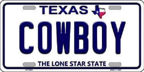 Cowboy Texas Background Novelty Metal License Plate