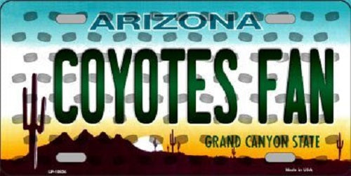 Coyotes Fan Arizona Background Novelty Metal License Plate