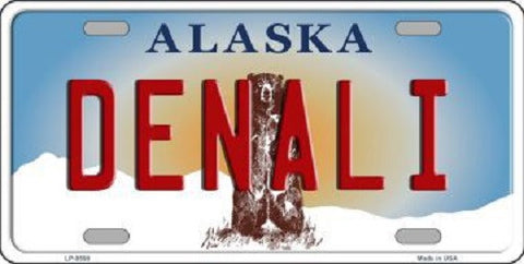 Denali Alaska State Background Novelty Metal License Plate