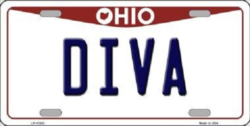 Diva Ohio Background Novelty Metal License Plate
