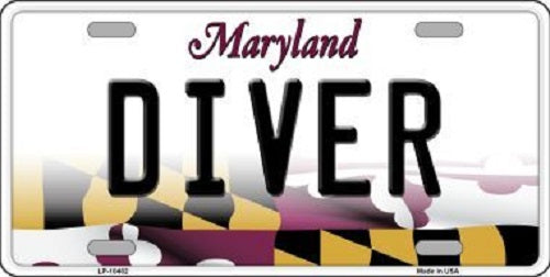 Diver Maryland Metal Novelty License Plate